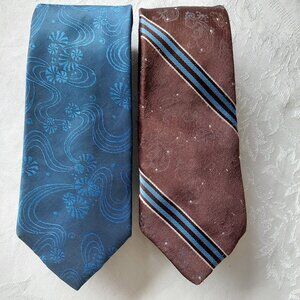 Vintage Pierre Cardin & Valente Blue Tie Bundle 3.25"